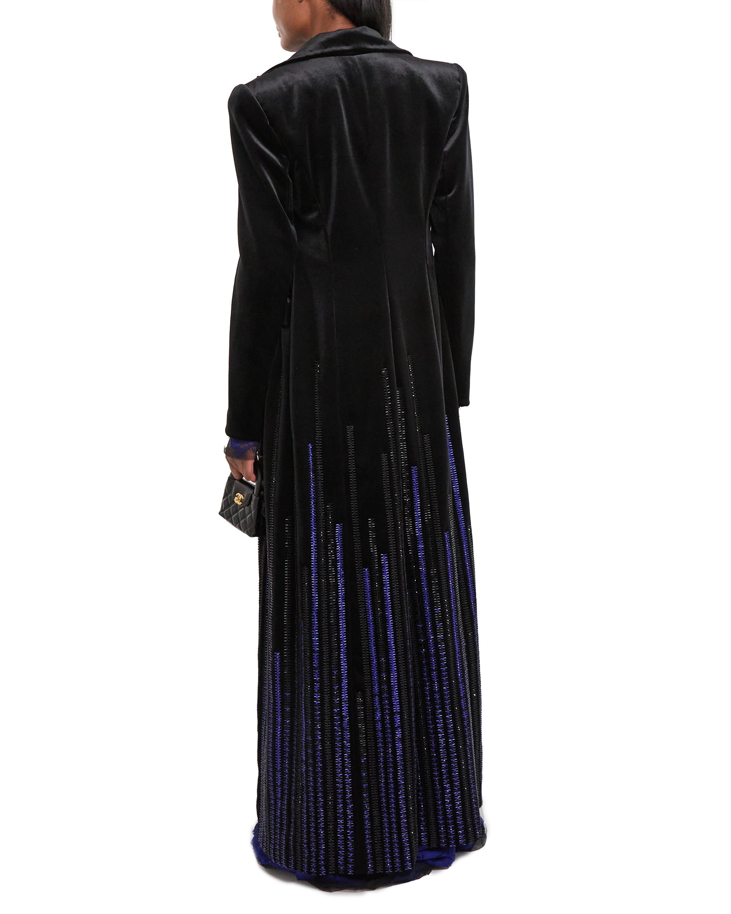 Rayure Embroidered Velvet Refer Coat