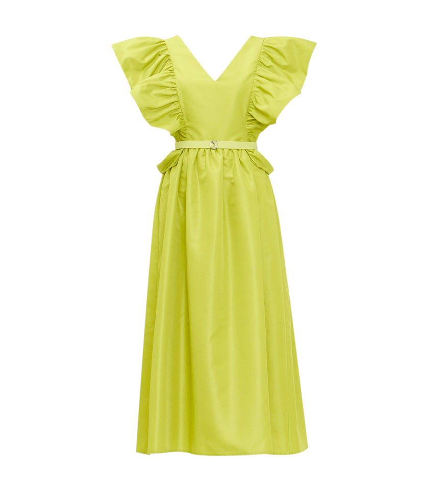 Taffeta Dress With Gathered Sleeves