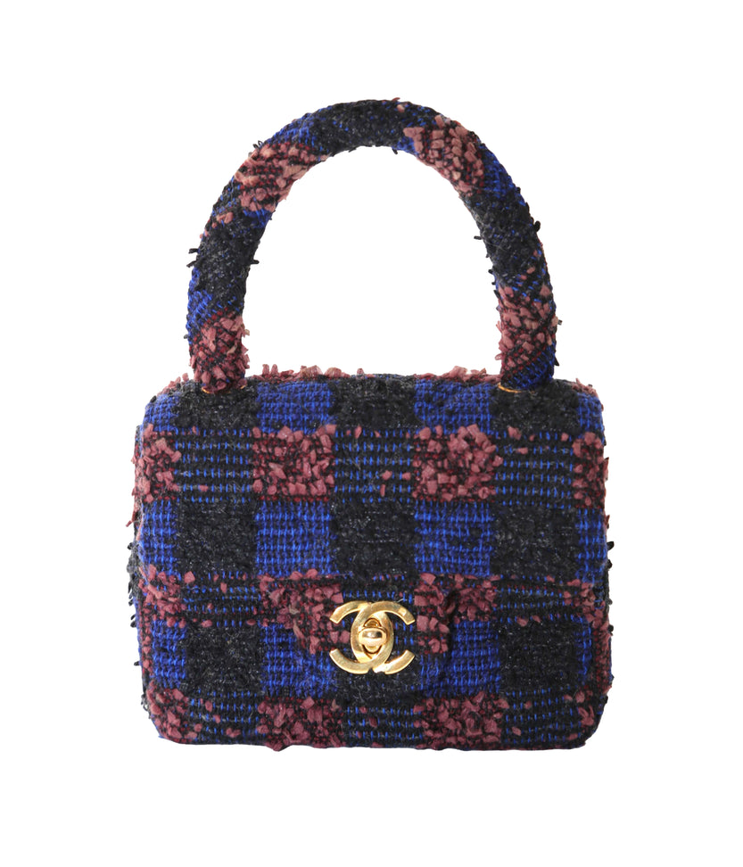 Pre-Loved 1992 Micro Classic Flap Tweed Handbag