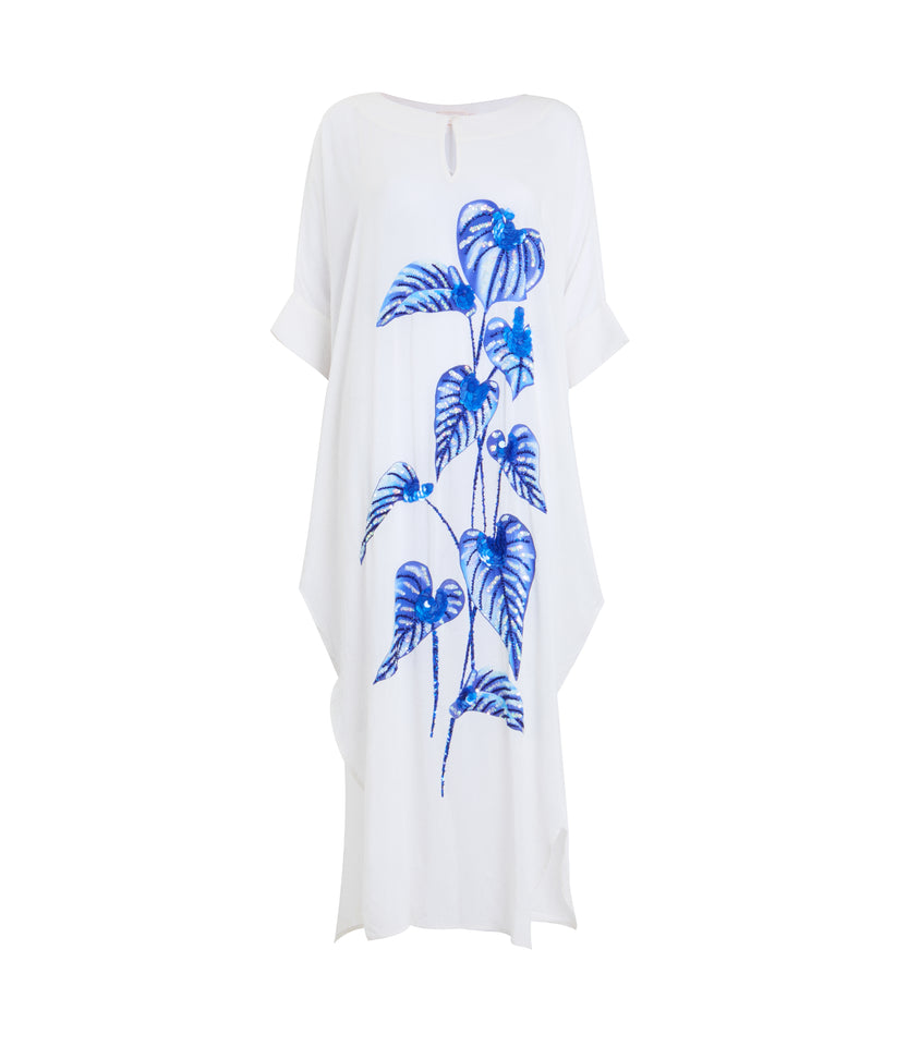 Hand Beaded Peace Lily Kaftan