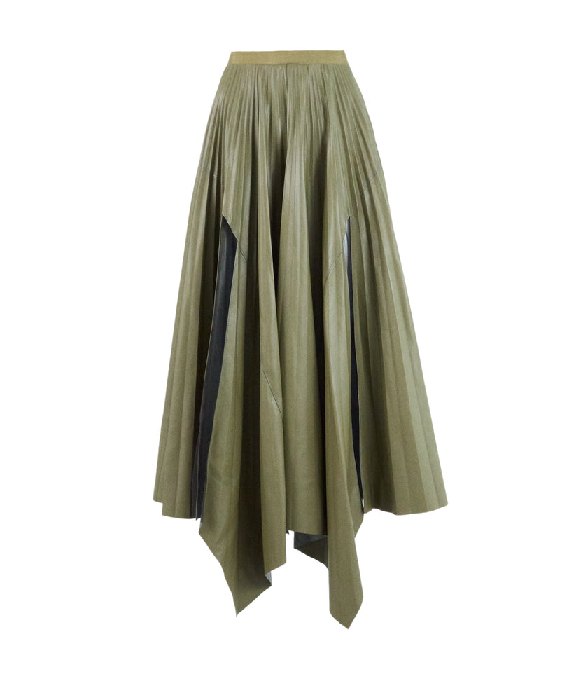 Cactus Vegan Leather Pleated Skirt