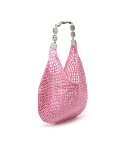 Pink Raffia Crochet Tote Bag