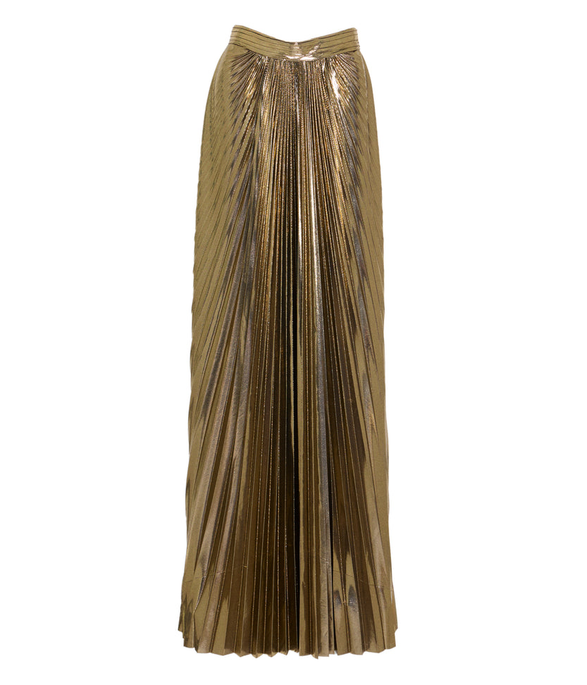 Gold Sunray Plissé Maxi Skirt