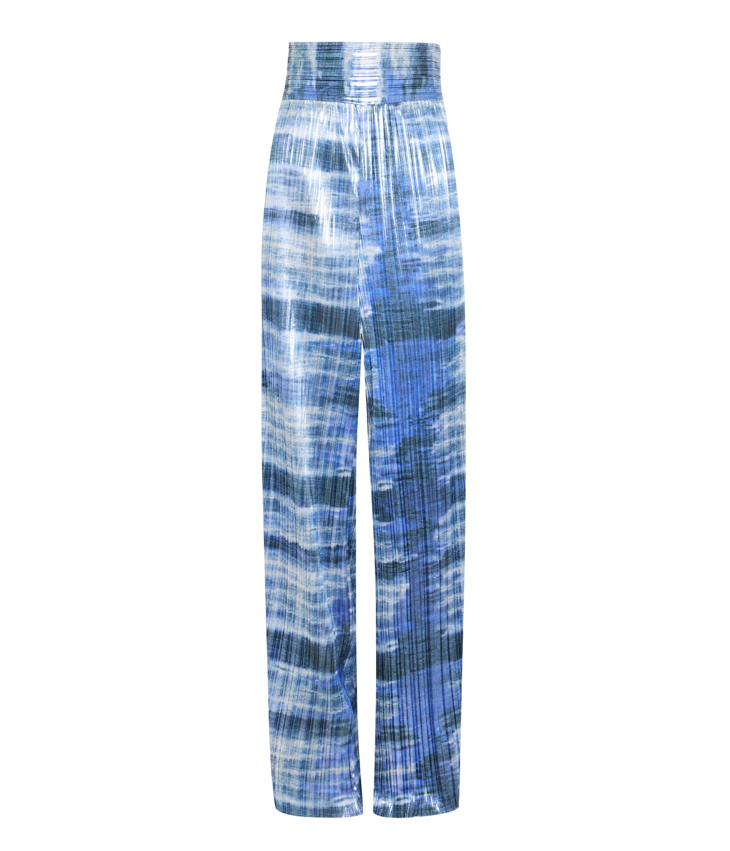 Tie-Dyed Plissé Lamé Wide-Leg Pants