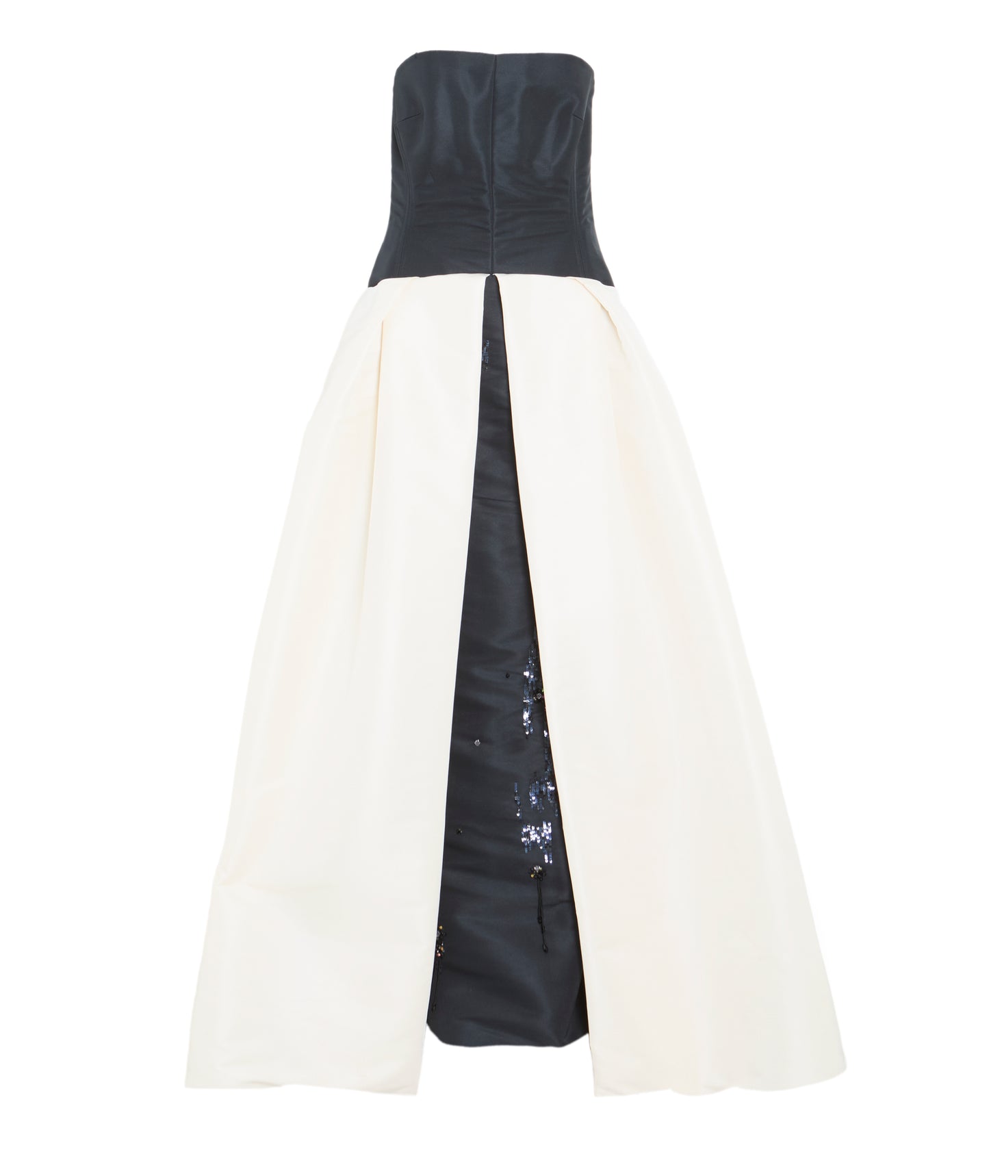 Embroidered Faille Color Blocked Gown