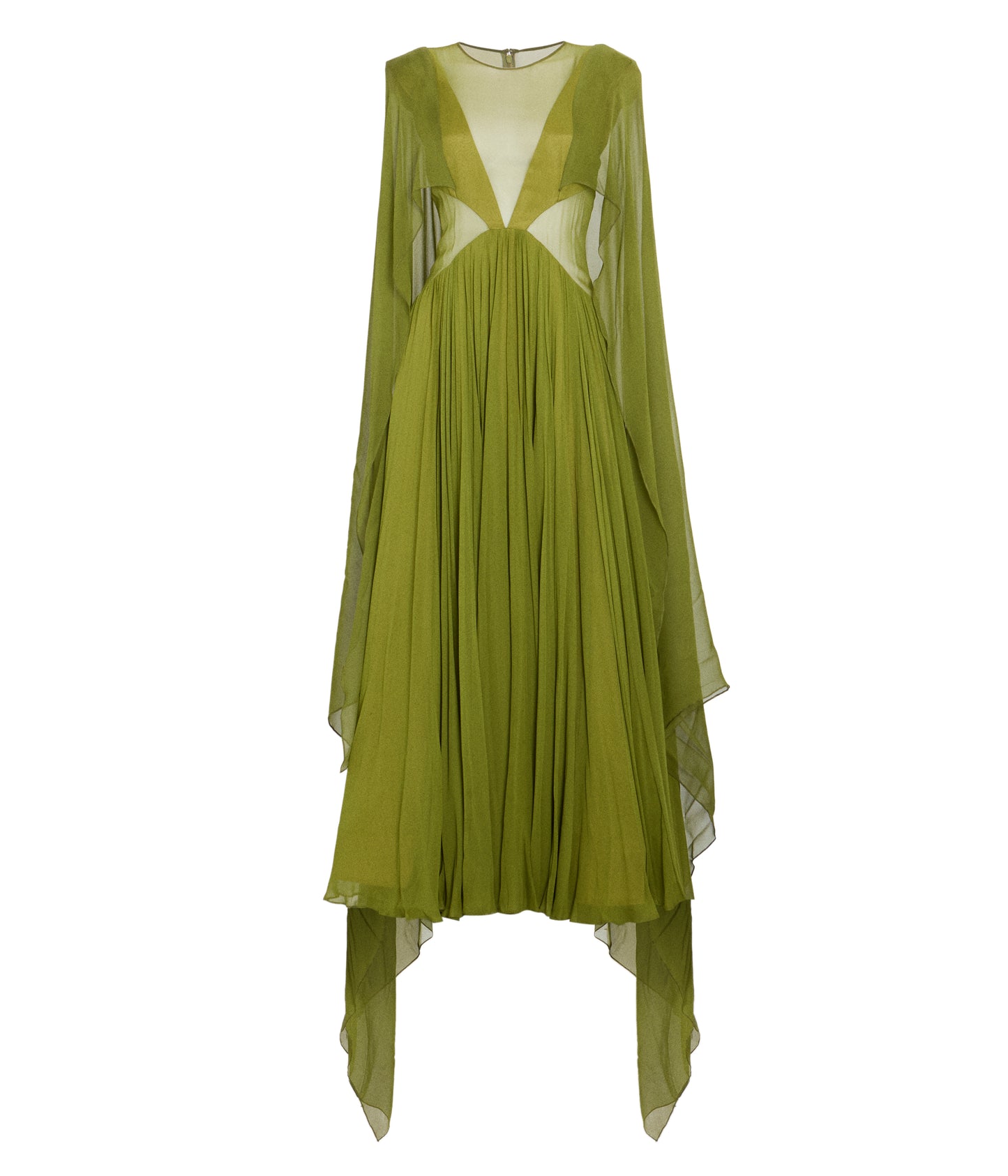 Silk Chiffon Pleated Cactus Gown