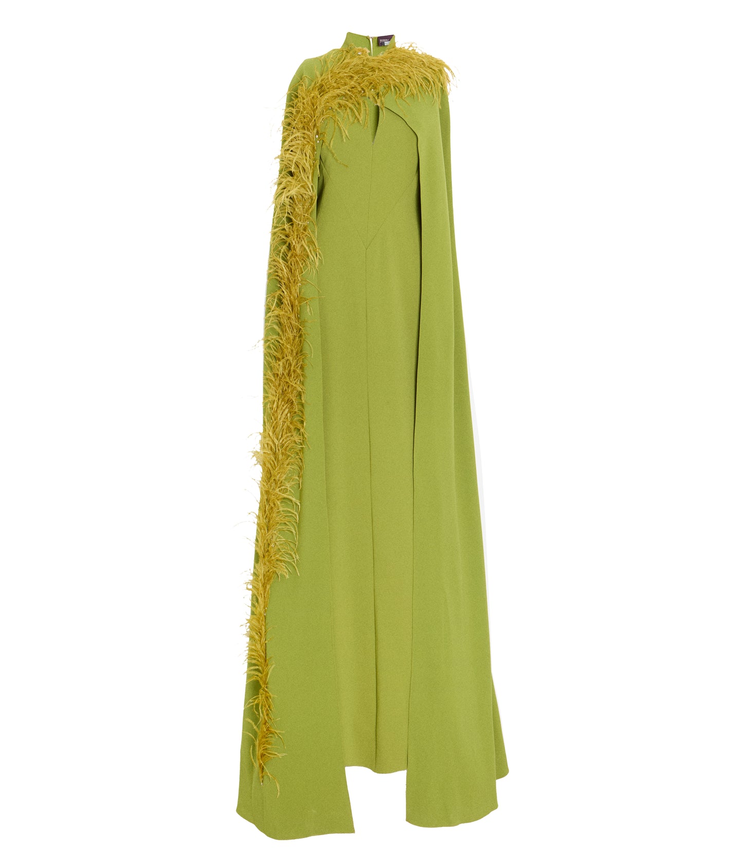 Henna Crepe Amrita Gown With Feather Embroidered Cape