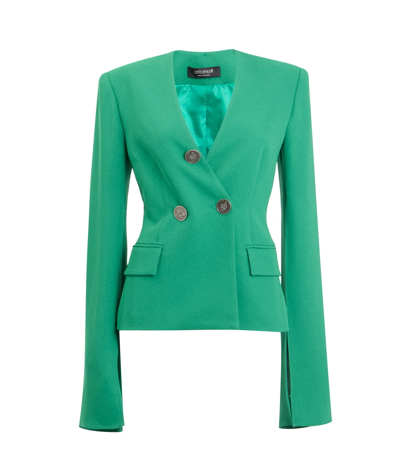 Jade Crepe Moneta Rome Jacket