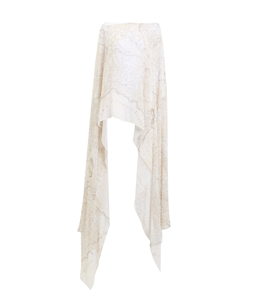 Ivory Draped Lombardia Viscose Georgette Wrap