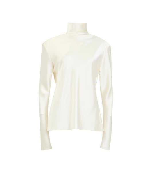 Ivory Satin Long Sleeve Top