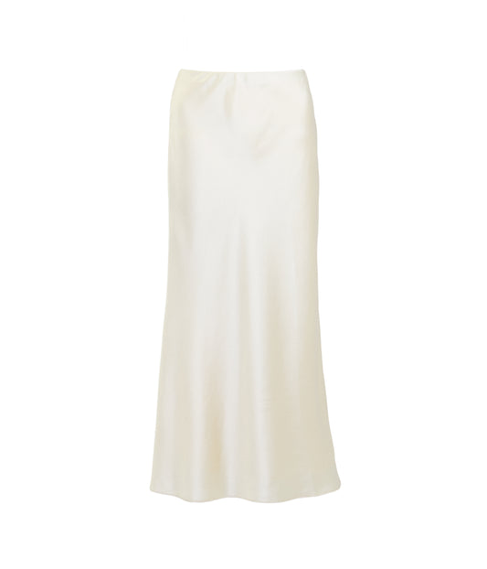 Ivory Satin Midi Skirt