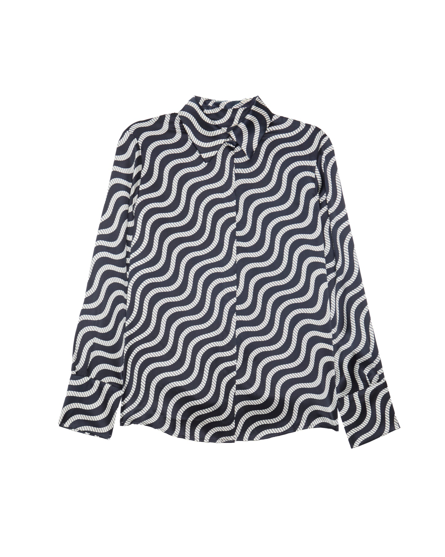 Fiji - Bespoke Navy Wave Striped Shirt