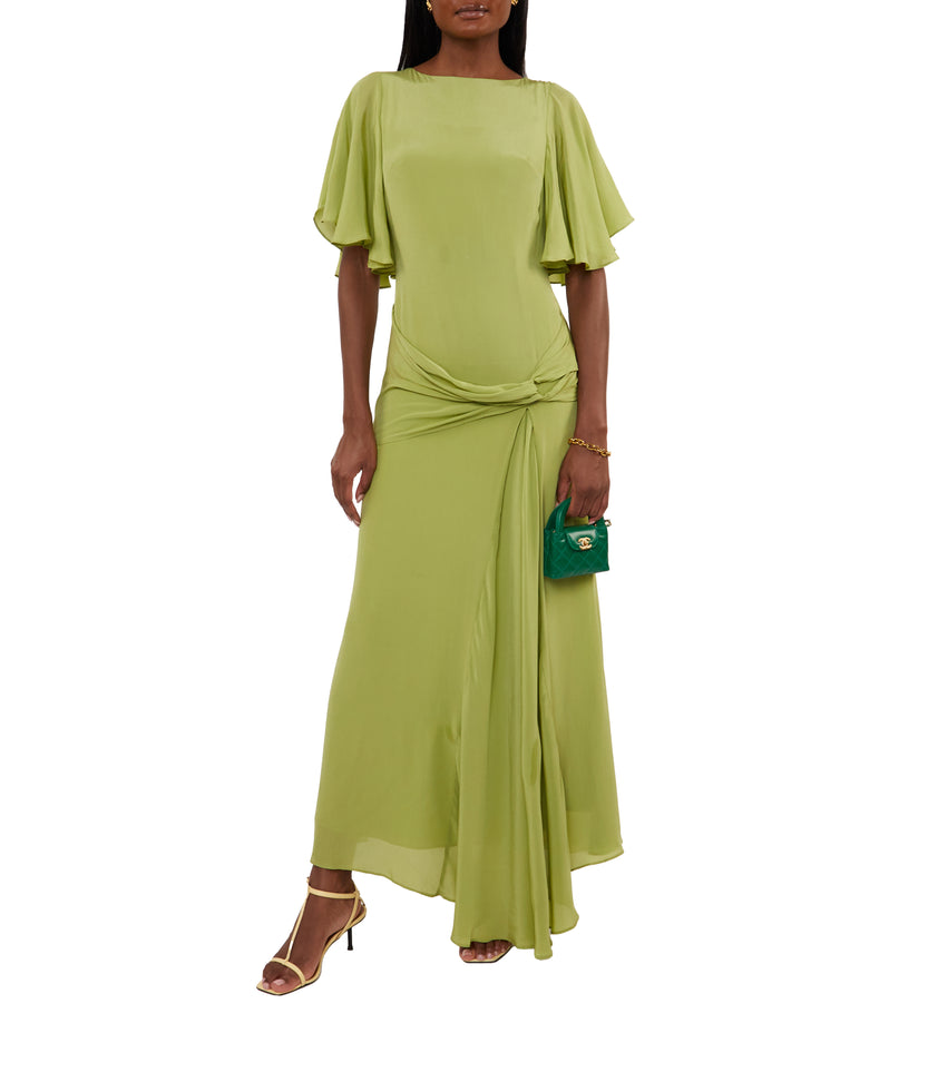 Arlowe Maxi Dress In Pea Shoot Crepe De Chine