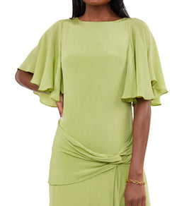 Arlowe Maxi Dress In Pea Shoot Crepe De Chine