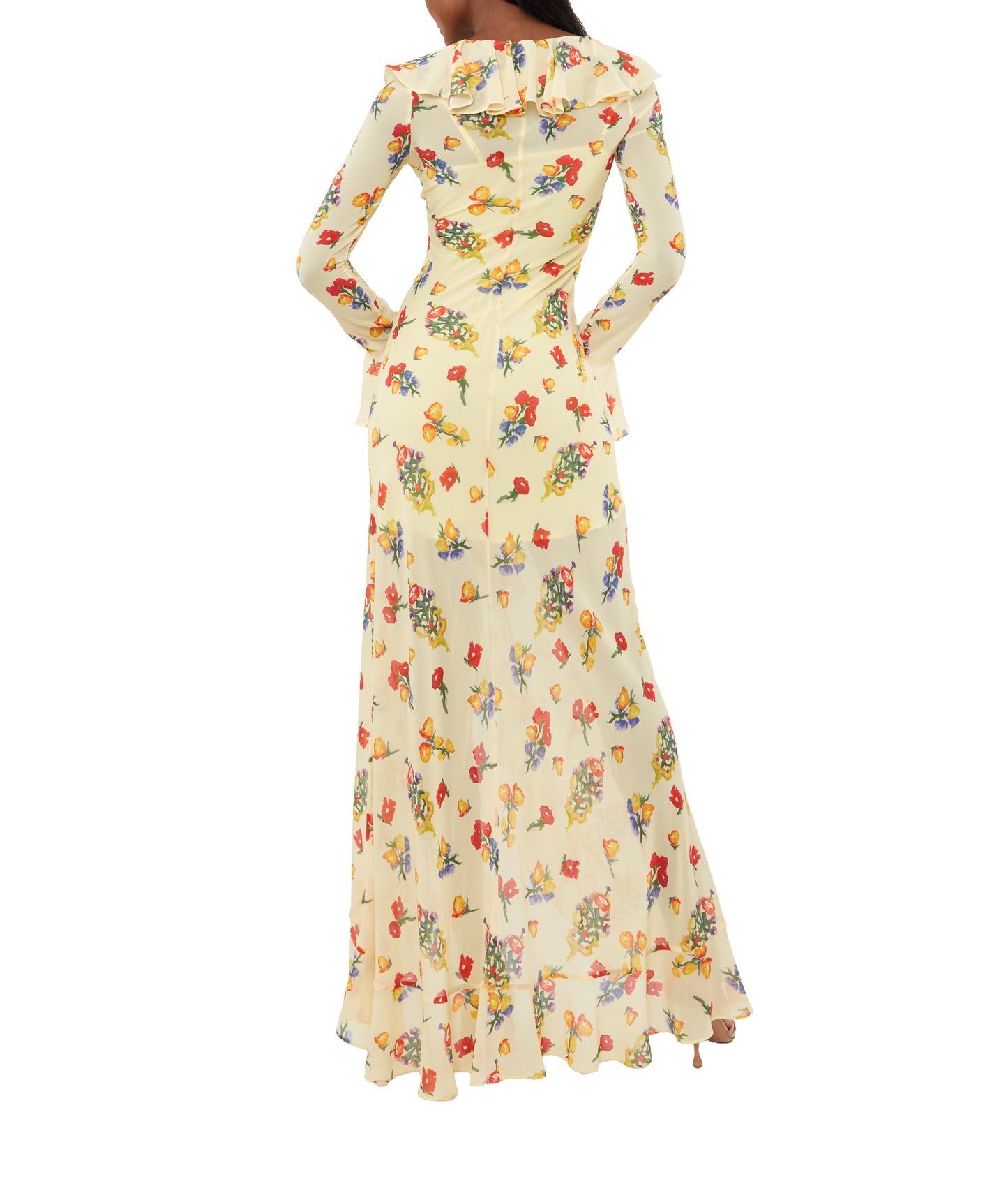 Tangerine Maxi Dress In Chiffon Versailles Garden Print