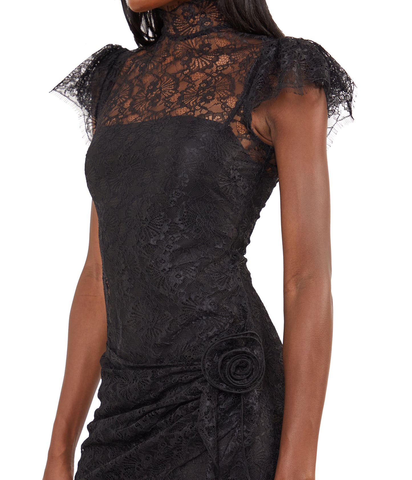 Valentina Mini Dress In Black Lace