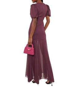 Agua Maxi Dress In Maroon Crinkle Chiffon