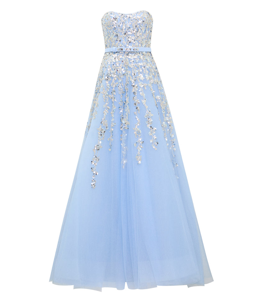 Tulle Stapless Dress With Dotted Beading