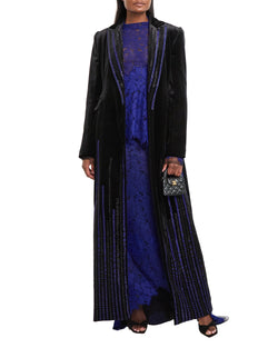 Rayure Embroidered Velvet Refer Coat