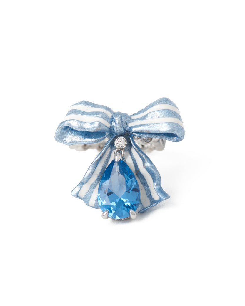 Aqua Bardot Bow Ring