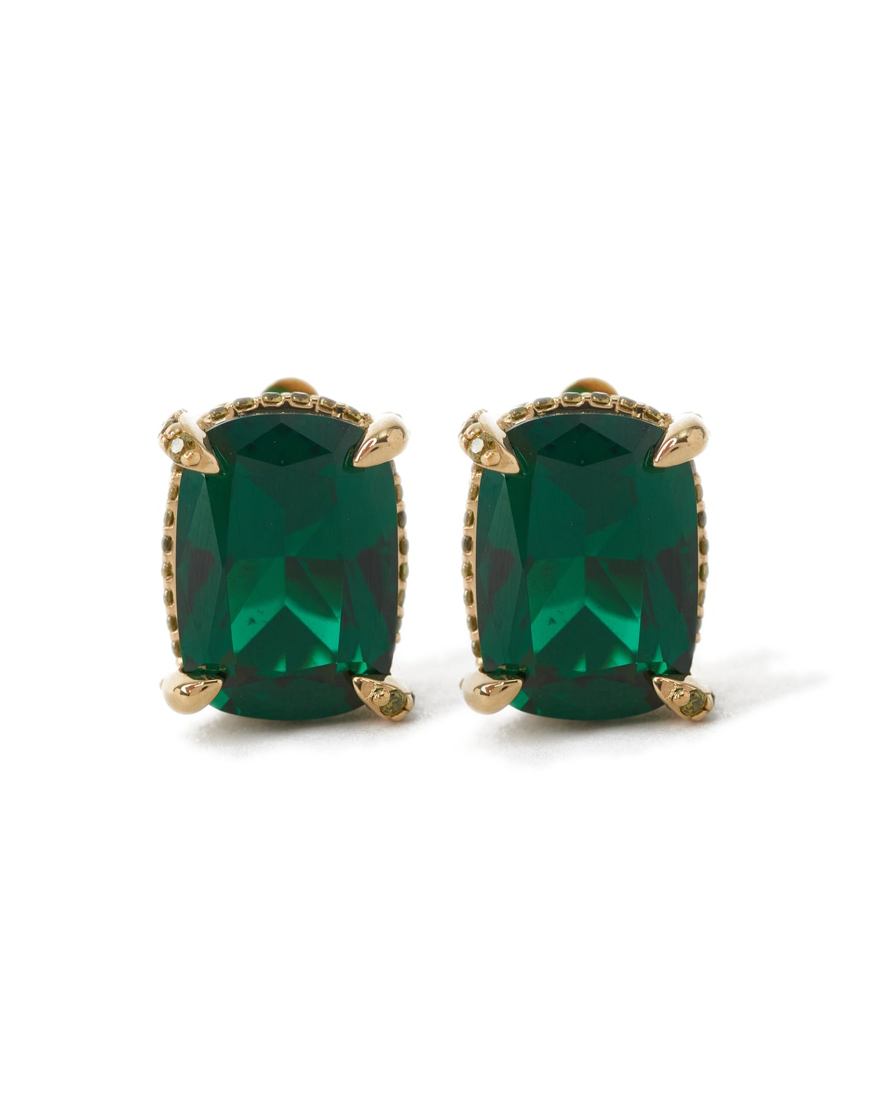 Emerald Cushion Wing Studs