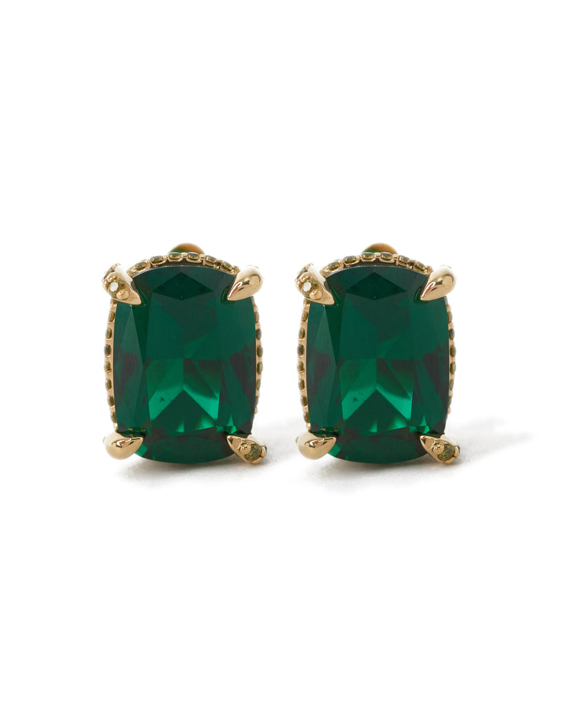 Emerald Cushion Wing Studs