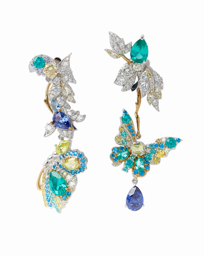 Paraiba Garden Butterfly Earrings