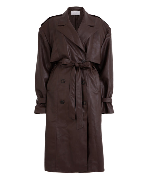 Faux Leather Trench Coat