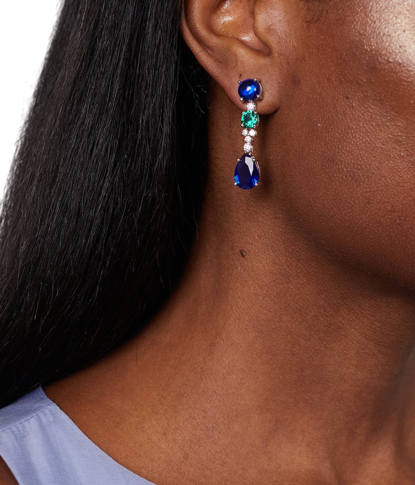 Emerald Sapphire Tutti Frutti Earrings