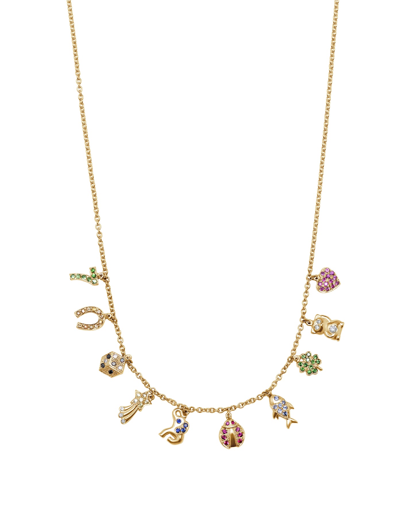 Rainbow Sapphire All The Luck Charm Necklace