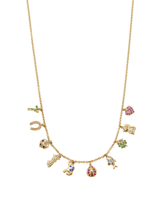 Rainbow Sapphire All The Luck Charm Necklace