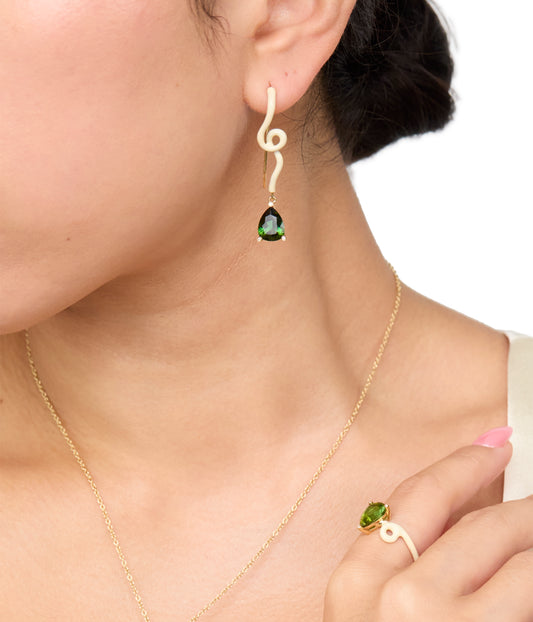 Geri Earrings In Panna With Tourmaline