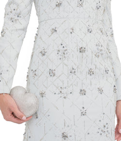 Cloud Cady Lattice Crystal Embroidery Gown With Silk Chiffon Skirt