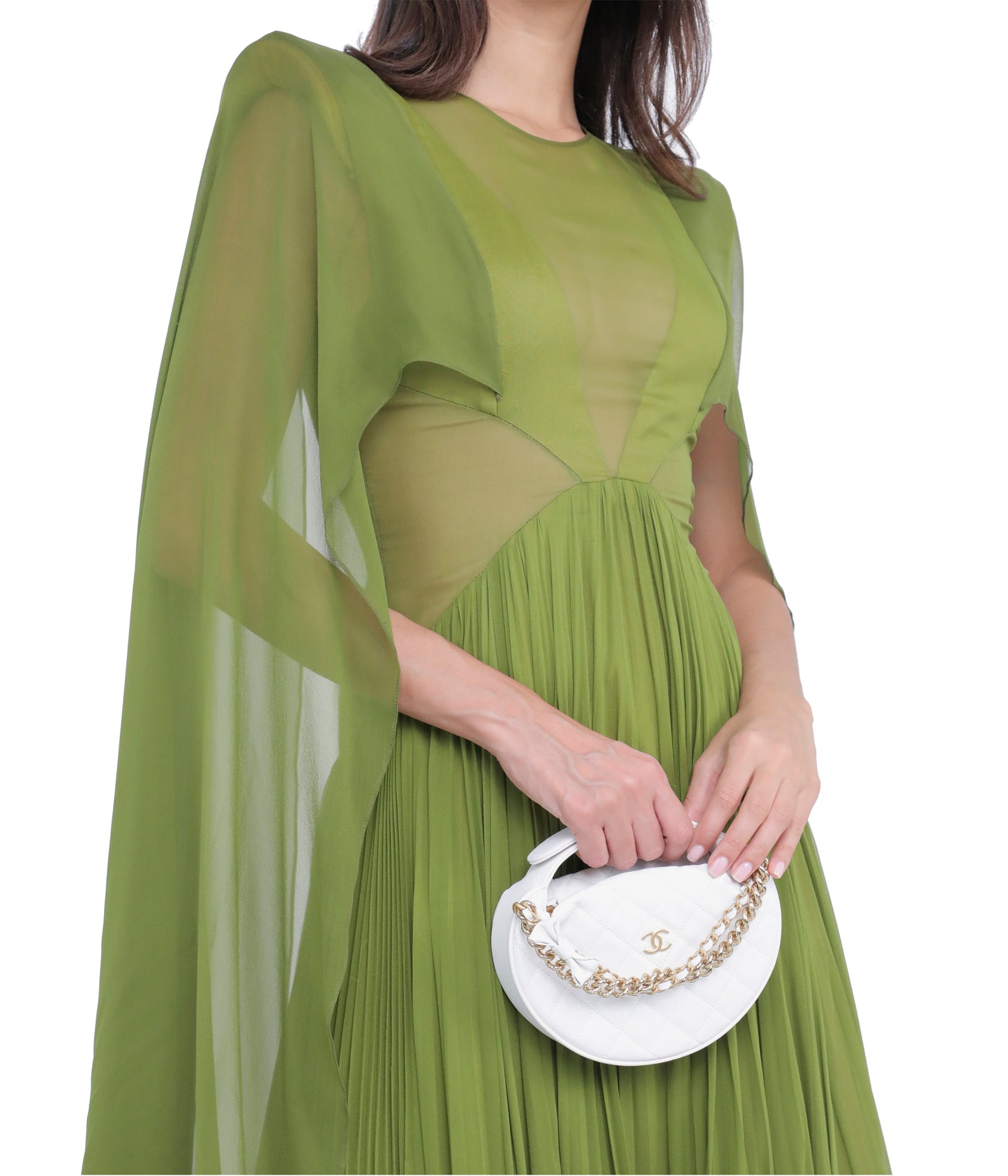 Silk Chiffon Pleated Cactus Gown