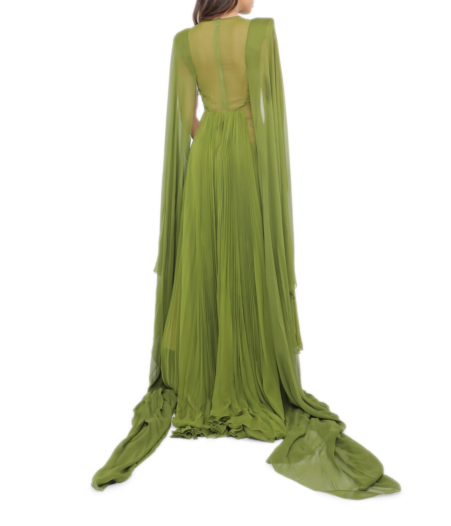 Silk Chiffon Pleated Cactus Gown