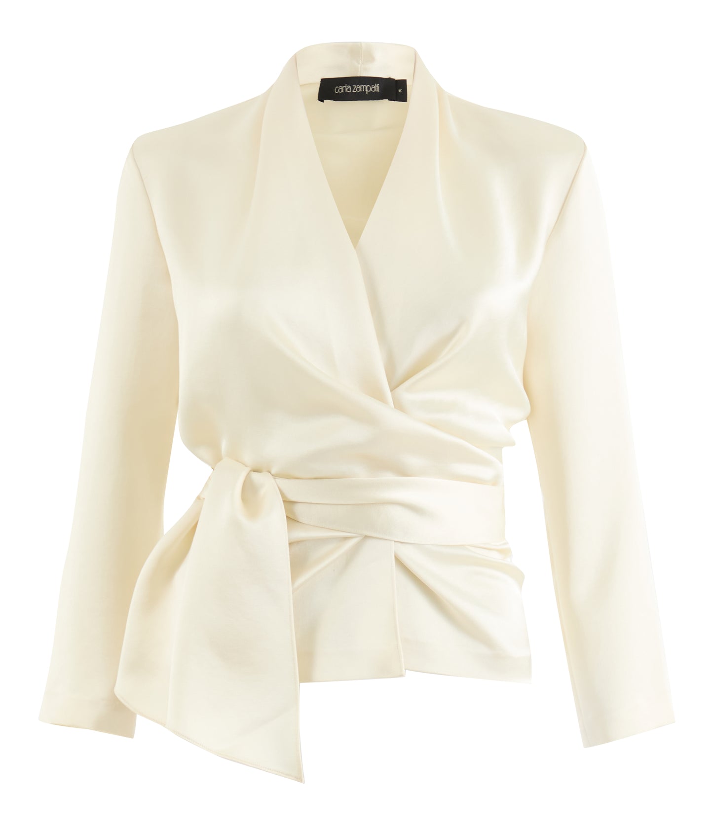 Ivory Satin Wrap Top