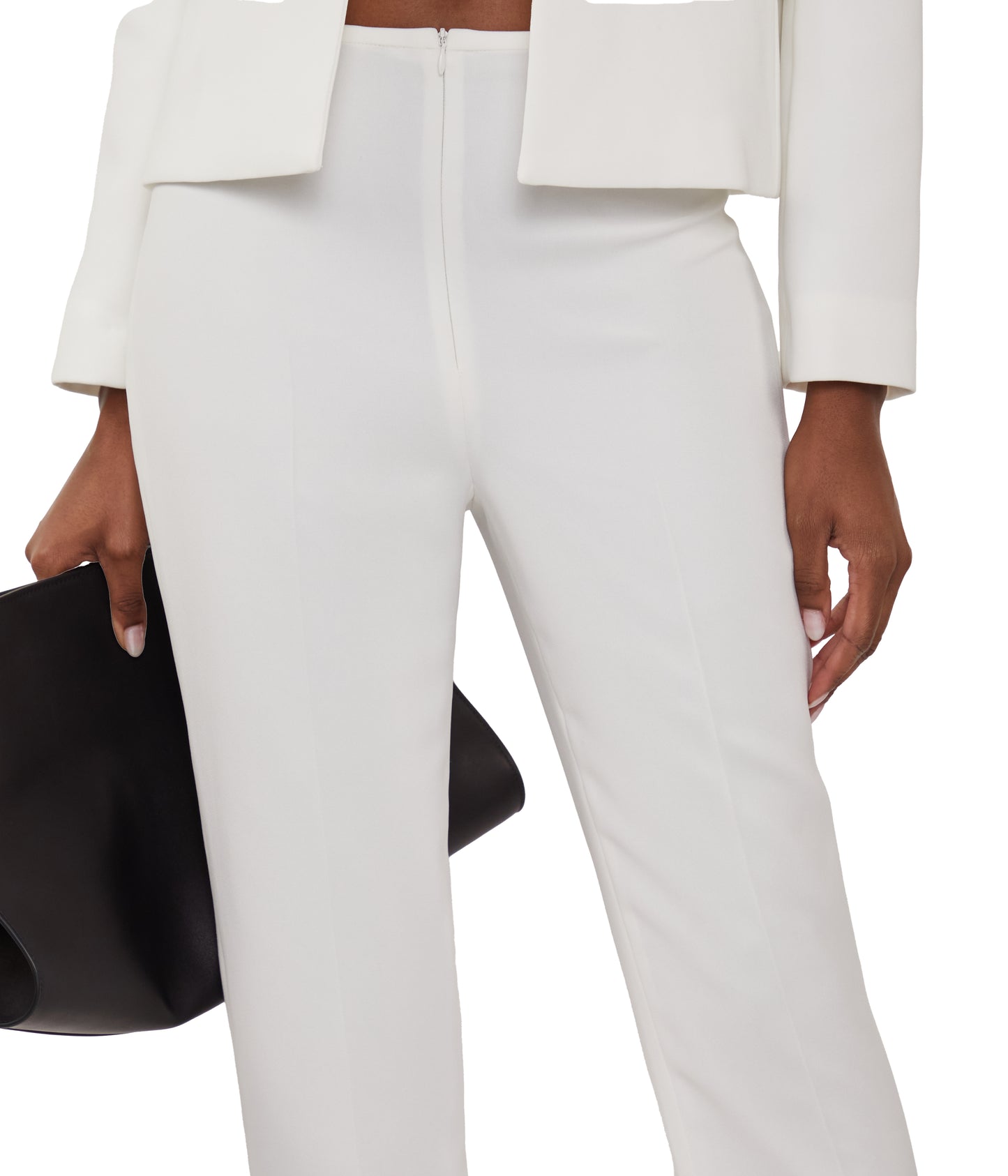 White Crepe Classic Slim Pant