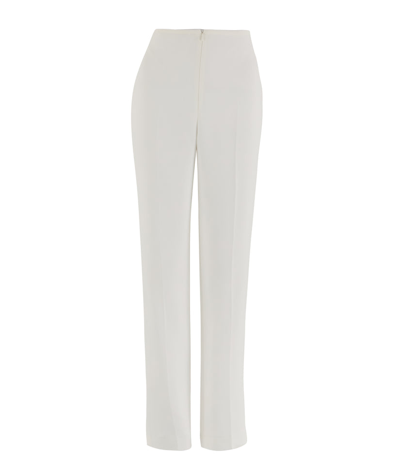 White Crepe Classic Slim Pant