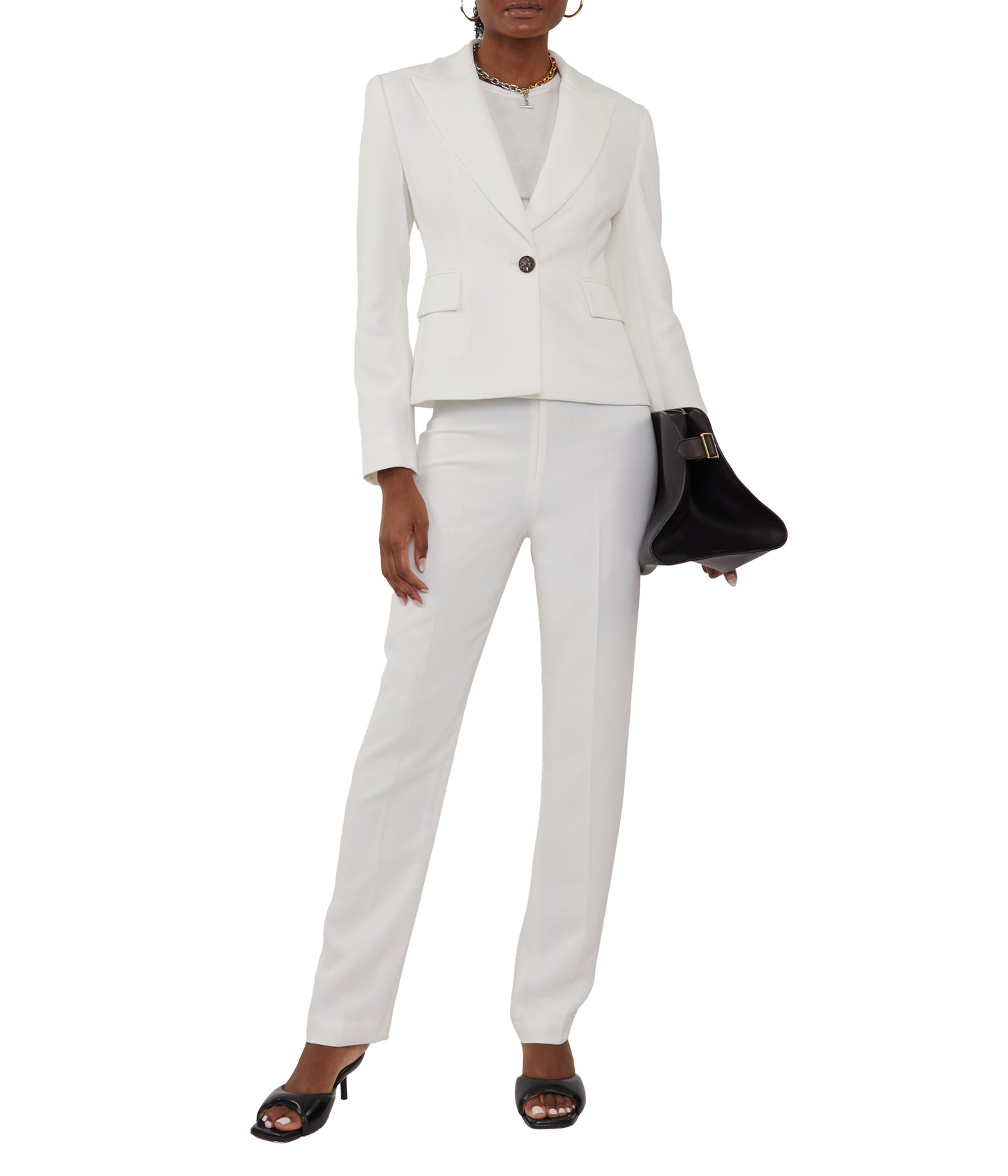 White Crepe Classic Slim Pant