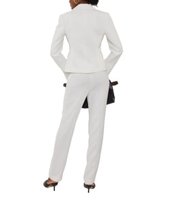 White Crepe Classic Slim Pant