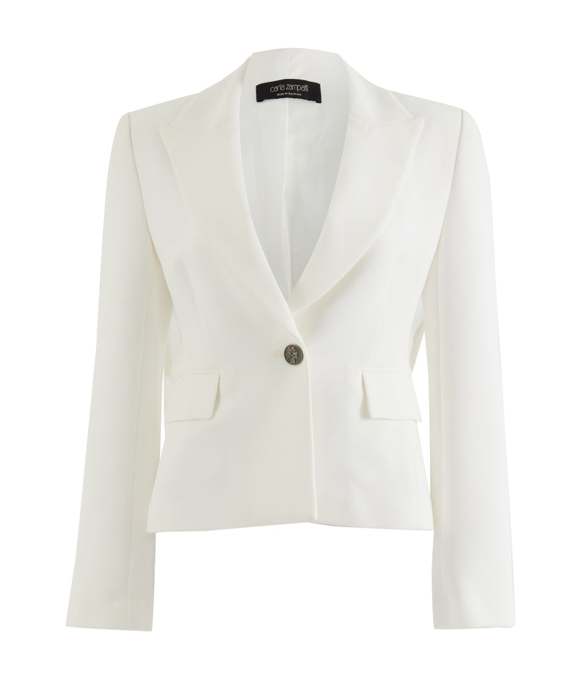 White Crepe Single Breasted Jacket