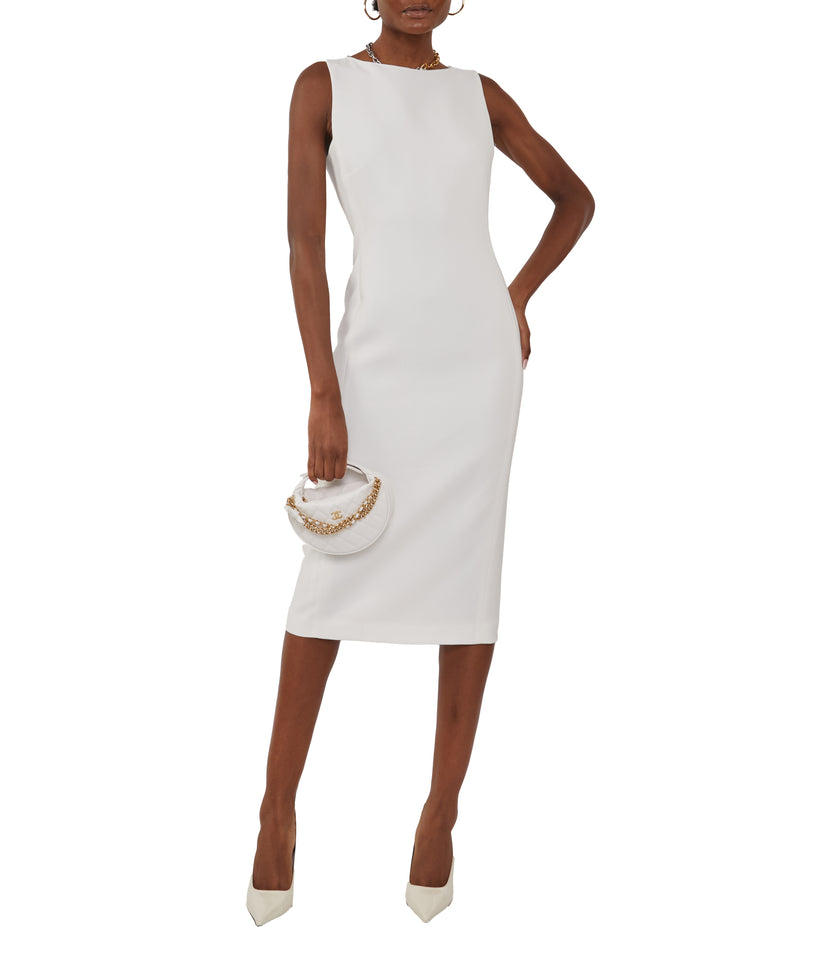 White Crepe Sheath Dress