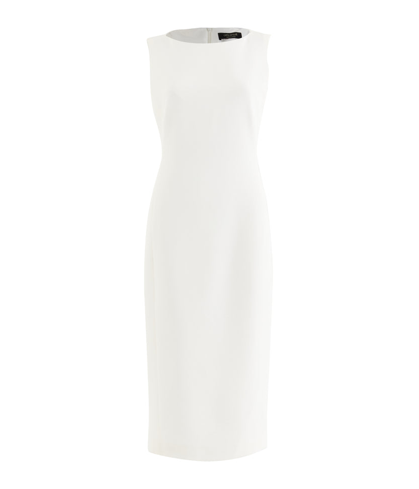 White Crepe Sheath Dress