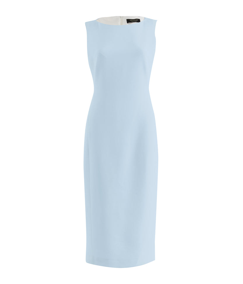 Pale Blue Crepe Sheath Dress