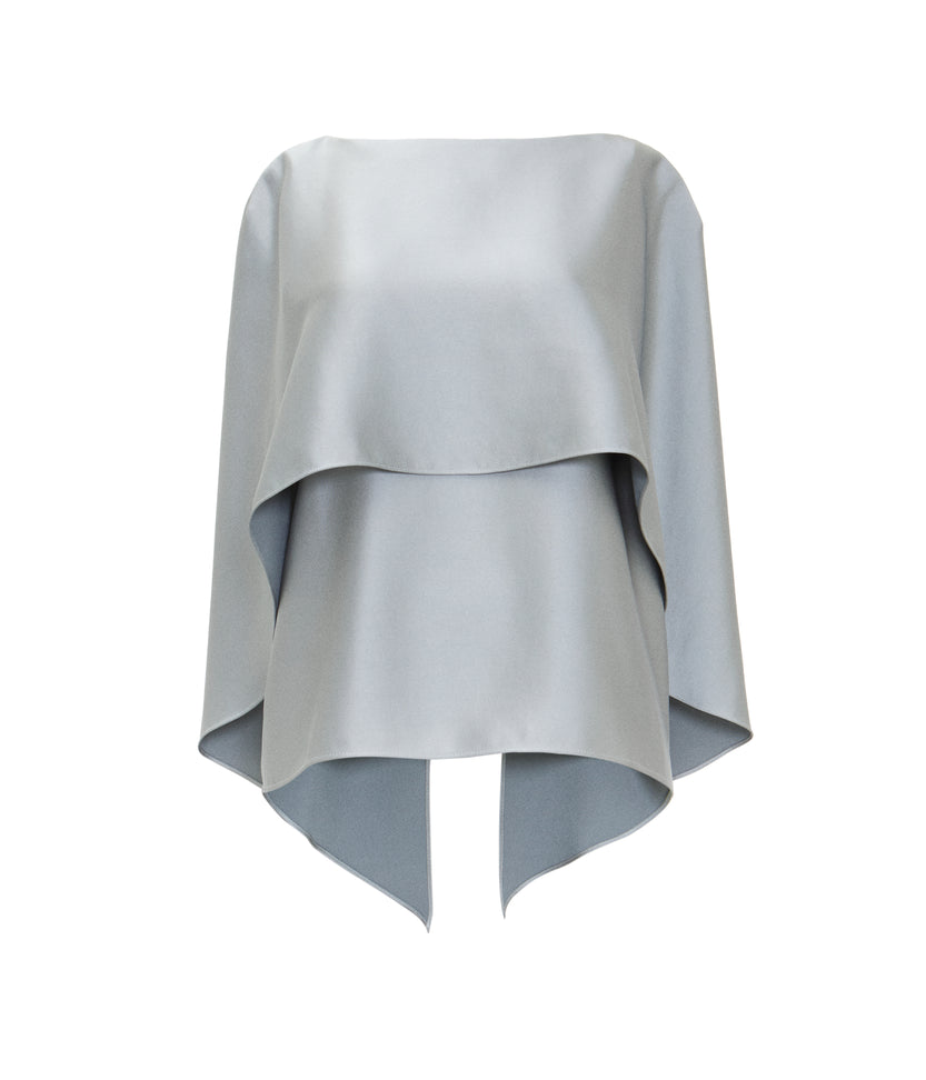 Silver Satin Cape Top