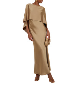 Tourmaline Satin Cape Dress