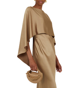 Tourmaline Satin Cape Dress