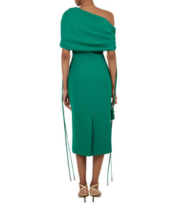 Jade Crepe Coulisse Shrug Dress