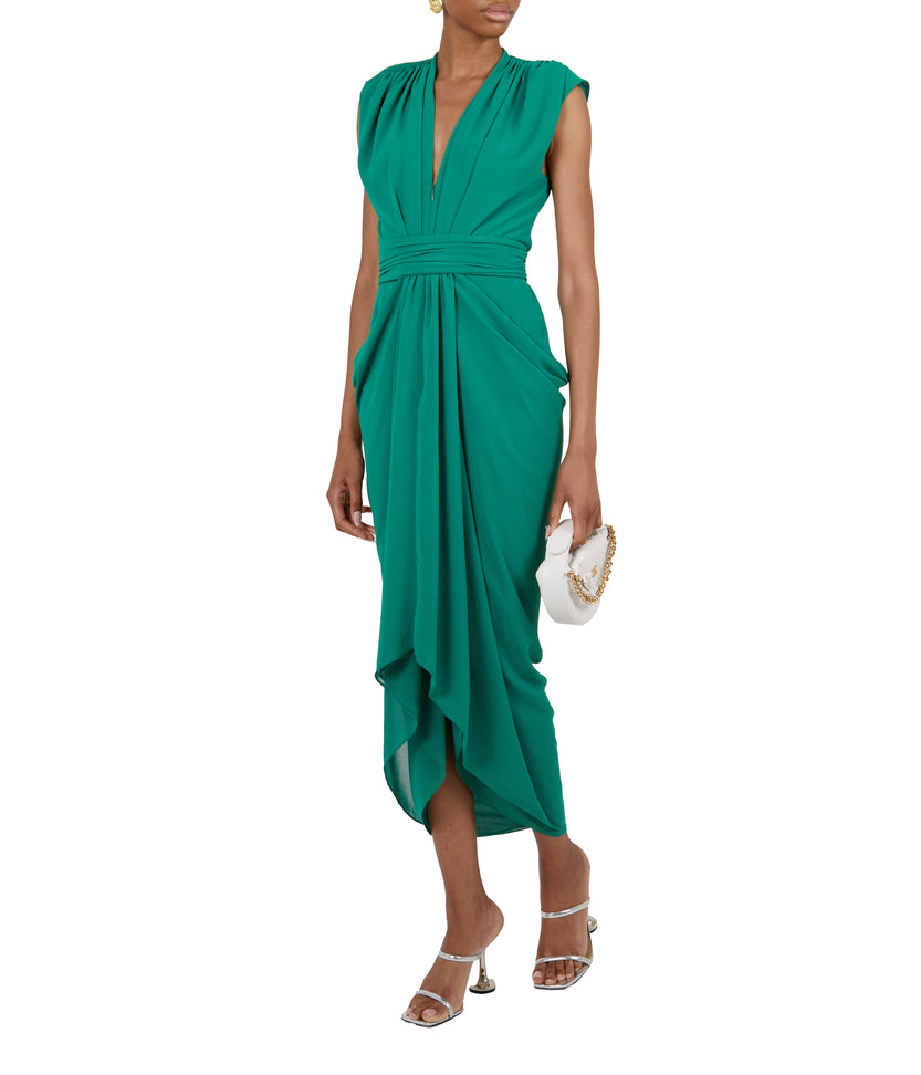 Jade Georgette Sleeveless Waterfall Dress