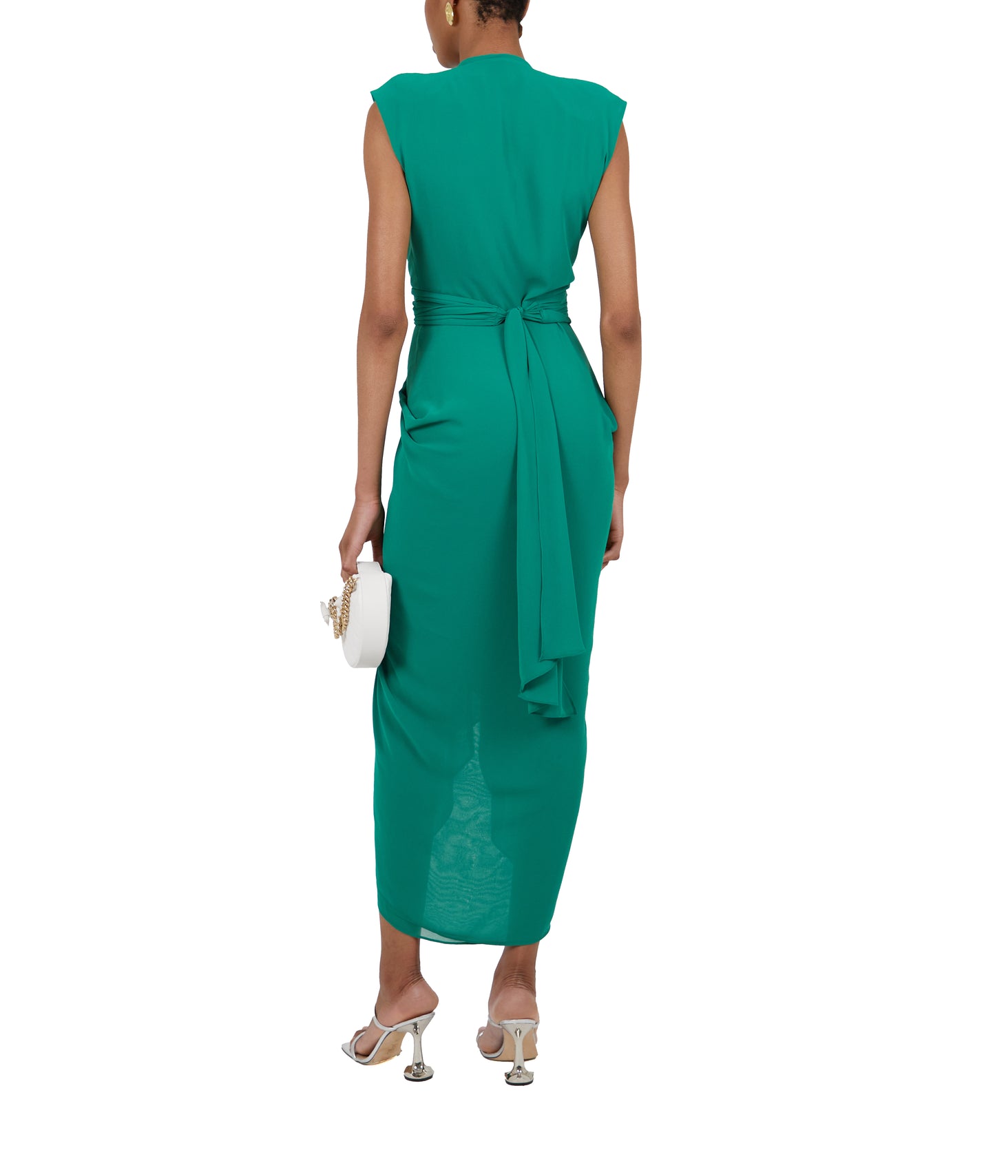 Jade Georgette Sleeveless Waterfall Dress